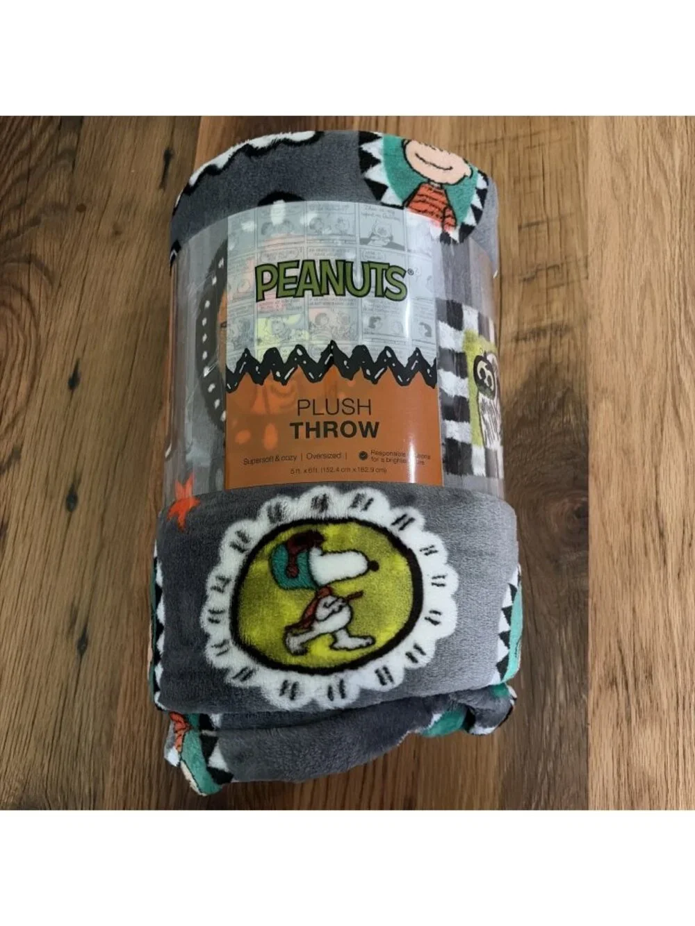 PEANUTS HALLOWEEN Snoopy Gray 5x6 ft Oversized THROW BLANKET The Big One® NEW!